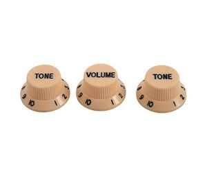 Koawensa New Cream Dark Blue Font 1 Volume& 2 Tone Guitar Control Knobs For Strat