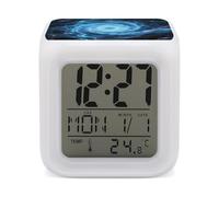 KOAYUBFC 7 Color Change LED Digital Alarm Clock with Snooze Calendar Temperature Display Another Dimension Wake Up Clock Battery Operated Bedside Lamp Night Light for Bedroom Decor
