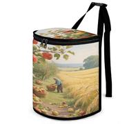 KOAYUBFC 8.7L Spill-Proof Car Trash Can - Easy to Clean Hanging A Fruitful Orchard Printed Trash Can - Zippered Lid Waterproof - Keeps Cars SUVs Trucks Minivans Odor-Free