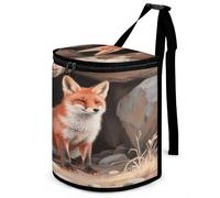 KOAYUBFC 8.7L Spill-Proof Car Trash Can - Easy to Clean Hanging A Vigilant Fox Printed Trash Can - Zippered Lid Waterproof - Keeps Cars SUVs Trucks Minivans Odor-Free