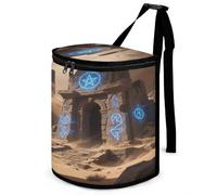 KOAYUBFC 8.7L Spill-Proof Car Trash Can - Easy to Clean Hanging Ancient Ruins Printed Trash Can - Zippered Lid Waterproof - Keeps Cars SUVs Trucks Minivans Odor-Free