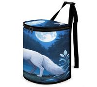 KOAYUBFC 8.7L Spill-Proof Car Trash Can - Easy to Clean Hanging Arctic Fox Printed Trash Can - Zippered Lid Waterproof - Keeps Cars SUVs Trucks Minivans Odor-Free