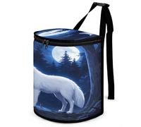 KOAYUBFC 8.7L Spill-Proof Car Trash Can - Easy to Clean Hanging Arctic Fox Printed Trash Can - Zippered Lid Waterproof - Keeps Cars SUVs Trucks Minivans Odor-Free
