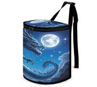 KOAYUBFC 8.7L Spill-Proof Car Trash Can - Easy to Clean Hanging Blue Dragon Printed Trash Can - Zippered Lid Waterproof - Keeps Cars SUVs Trucks Minivans Odor-Free