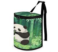KOAYUBFC 8.7L Spill-Proof Car Trash Can - Easy to Clean Hanging Cartoon Panda Printed Trash Can - Zippered Lid Waterproof - Keeps Cars SUVs Trucks Minivans Odor-Free