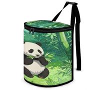 KOAYUBFC 8.7L Spill-Proof Car Trash Can - Easy to Clean Hanging Cartoon Panda Printed Trash Can - Zippered Lid Waterproof - Keeps Cars SUVs Trucks Minivans Odor-Free