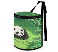 KOAYUBFC 8.7L Spill-Proof Car Trash Can - Easy to Clean Hanging Cartoon Panda Printed Trash Can - Zippered Lid Waterproof - Keeps Cars SUVs Trucks Minivans Odor-Free