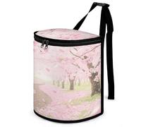 KOAYUBFC 8.7L Spill-Proof Car Trash Can - Easy to Clean Hanging Cherry Blossom Forest in Early Spring Printed Trash Can - Zippered Lid Waterproof - Keeps Cars SUVs Trucks Minivans Odor-Free