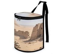 KOAYUBFC 8.7L Spill-Proof Car Trash Can - Easy to Clean Hanging Desert Ruins Printed Trash Can - Zippered Lid Waterproof - Keeps Cars SUVs Trucks Minivans Odor-Free