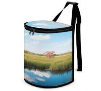 KOAYUBFC 8.7L Spill-Proof Car Trash Can - Easy to Clean Hanging Everglades National Park Printed Trash Can - Zippered Lid Waterproof - Keeps Cars SUVs Trucks Minivans Odor-Free