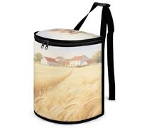 KOAYUBFC 8.7L Spill-Proof Car Trash Can - Easy to Clean Hanging Golden Wheat Field Printed Trash Can - Zippered Lid Waterproof - Keeps Cars SUVs Trucks Minivans Odor-Free