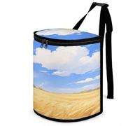 KOAYUBFC 8.7L Spill-Proof Car Trash Can - Easy to Clean Hanging Golden Wheat Fields in Autumn Printed Trash Can - Zippered Lid Waterproof - Keeps Cars SUVs Trucks Minivans Odor-Free