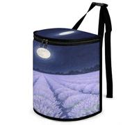 KOAYUBFC 8.7L Spill-Proof Car Trash Can - Easy to Clean Hanging Lavender Fields Printed Trash Can - Zippered Lid Waterproof - Keeps Cars SUVs Trucks Minivans Odor-Free