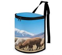 KOAYUBFC 8.7L Spill-Proof Car Trash Can - Easy to Clean Hanging Llama Printed Trash Can - Zippered Lid Waterproof - Keeps Cars SUVs Trucks Minivans Odor-Free