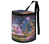 KOAYUBFC 8.7L Spill-Proof Car Trash Can - Easy to Clean Hanging Magic Garden Printed Trash Can - Zippered Lid Waterproof - Keeps Cars SUVs Trucks Minivans Odor-Free