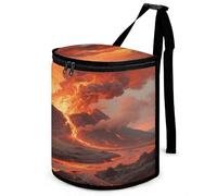 KOAYUBFC 8.7L Spill-Proof Car Trash Can - Easy to Clean Hanging Magnificent Volcanic Eruption Printed Trash Can - Zippered Lid Waterproof - Keeps Cars SUVs Trucks Minivans Odor-Free
