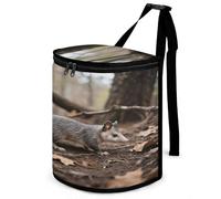 KOAYUBFC 8.7L Spill-Proof Car Trash Can - Easy to Clean Hanging Opossums Printed Trash Can - Zippered Lid Waterproof - Keeps Cars SUVs Trucks Minivans Odor-Free