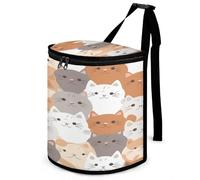 KOAYUBFC 8.7L Spill-Proof Car Trash Can - Easy to Clean Hanging Orange Cats Printed Trash Can - Zippered Lid Waterproof - Keeps Cars SUVs Trucks Minivans Odor-Free