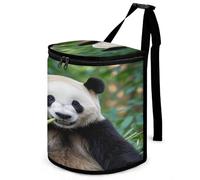 KOAYUBFC 8.7L Spill-Proof Car Trash Can - Easy to Clean Hanging Panda Printed Trash Can - Zippered Lid Waterproof - Keeps Cars SUVs Trucks Minivans Odor-Free
