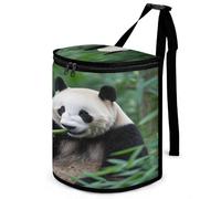 KOAYUBFC 8.7L Spill-Proof Car Trash Can - Easy to Clean Hanging Panda Printed Trash Can - Zippered Lid Waterproof - Keeps Cars SUVs Trucks Minivans Odor-Free