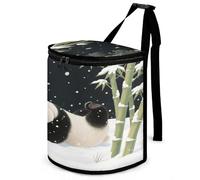 KOAYUBFC 8.7L Spill-Proof Car Trash Can - Easy to Clean Hanging Playing Giant Panda Printed Trash Can - Zippered Lid Waterproof - Keeps Cars SUVs Trucks Minivans Odor-Free