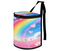 KOAYUBFC 8.7L Spill-Proof Car Trash Can - Easy to Clean Hanging Rainbow Printed Trash Can - Zippered Lid Waterproof - Keeps Cars SUVs Trucks Minivans Odor-Free