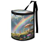 KOAYUBFC 8.7L Spill-Proof Car Trash Can - Easy to Clean Hanging Rainbow Waterfall Valley Printed Trash Can - Zippered Lid Waterproof - Keeps Cars SUVs Trucks Minivans Odor-Free