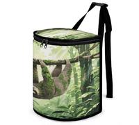 KOAYUBFC 8.7L Spill-Proof Car Trash Can - Easy to Clean Hanging Sloth Printed Trash Can - Zippered Lid Waterproof - Keeps Cars SUVs Trucks Minivans Odor-Free