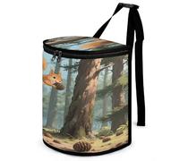 KOAYUBFC 8.7L Spill-Proof Car Trash Can - Easy to Clean Hanging Squirrel Printed Trash Can - Zippered Lid Waterproof - Keeps Cars SUVs Trucks Minivans Odor-Free