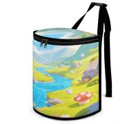 KOAYUBFC 8.7L Spill-Proof Car Trash Can - Easy to Clean Hanging Strange Rocks in The Creek Printed Trash Can - Zippered Lid Waterproof - Keeps Cars SUVs Trucks Minivans Odor-Free