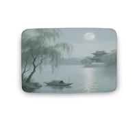 KOAYUBFC Bathroom Rugs Luxurious Soft And Fluffy Absorbent Autumn Moon by The Lake Pattern Rugs Bathroom Mats for Bathroom Floors Bathtubs And Showers