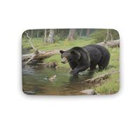 KOAYUBFC Bathroom Rugs Luxurious Soft And Fluffy Absorbent Black Bears Fishing in The Stream Pattern Rugs Bathroom Mats for Bathroom Floors Bathtubs And Showers