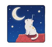 KOAYUBFC Beach Mat A Kitten Looking at The Moon Printed Portable Extra Large Picnic Mat Suitable for Travel Hiking Music Festivals Lawns Beaches Outdoor Picnics