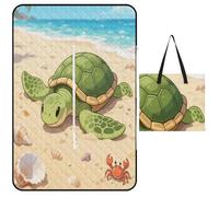 KOAYUBFC Beach Mat A Turtle Basking in The Sun Printed Portable Extra Large Picnic Mat Suitable for Travel Hiking Music Festivals Lawns Beaches Outdoor Picnics