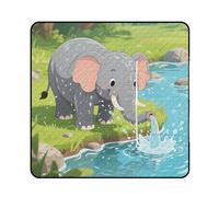 KOAYUBFC Beach Mat An Elephant Taking A Bath Printed Portable Extra Large Picnic Mat Suitable for Travel Hiking Music Festivals Lawns Beaches Outdoor Picnics