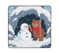 KOAYUBFC Beach Mat Bear Making A Snowman Printed Portable Extra Large Picnic Mat Suitable for Travel Hiking Music Festivals Lawns Beaches Outdoor Picnics