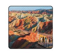 KOAYUBFC Beach Mat Colorful Danxia Landform Printed Portable Extra Large Picnic Mat Suitable for Travel Hiking Music Festivals Lawns Beaches Outdoor Picnics