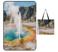 KOAYUBFC Beach Mat Yellowstone National Park Geysers Printed Portable Extra Large Picnic Mat Suitable for Travel Hiking Music Festivals Lawns Beaches Outdoor Picnics