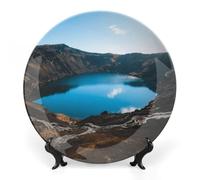 KOAYUBFC Bone China Decorative Plates Crater Lake Ceramic Decorative Plate Wall Decor with Display Stand Ceramic Ornaments for Wall Hanging Decoration