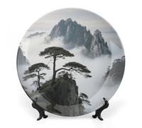 KOAYUBFC Bone China Decorative Plates Sunset in The Desert Ceramic Decorative Plate Wall Decor with Display Stand Ceramic Ornaments for Wall Hanging Decoration