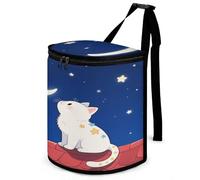 KOAYUBFC Car Bins for Back of Cars A Kitten Looking at The Moon Bin for Cars Car Bins for Front of Car Hanging Collapsible Garbage Bags Suitable for Various Vehicle Interiors