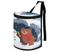KOAYUBFC Car Bins for Back of Cars Bear Making A Snowman Bin for Cars Car Bins for Front of Car Hanging Collapsible Garbage Bags Suitable for Various Vehicle Interiors