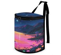 KOAYUBFC Car Bins for Back of Cars Mysterious Night Scene Bin for Cars Car Bins for Front of Car Hanging Collapsible Garbage Bags Suitable for Various Vehicle Interiors