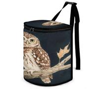 KOAYUBFC Car Bins for Back of Cars Owl Perching on A Branch Bin for Cars Car Bins for Front of Car Hanging Collapsible Garbage Bags Suitable for Various Vehicle Interiors
