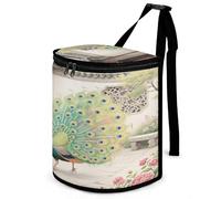 KOAYUBFC Car Bins for Back of Cars Peacock Walking Open The Screen Bin for Cars Car Bins for Front of Car Hanging Collapsible Garbage Bags Suitable for Various Vehicle Interiors