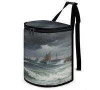 KOAYUBFC Car Bins for Back of Cars The Sea before The Storm Bin for Cars Car Bins for Front of Car Hanging Collapsible Garbage Bags Suitable for Various Vehicle Interiors