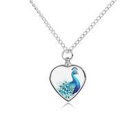 KOAYUBFC Cartoon Blue Peacock Pet Ashes Necklace with Filling Kits 70CM Cable Chain Memorial Cremation Urn Necklace Jewelry Souvenir Keepsake for Human Ashes Dogs Cats Sympathy Gift for Women Men