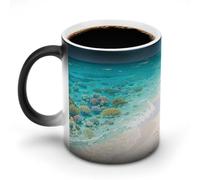 KOAYUBFC Coffee Mug 11 Oz Coral Reef Coast Color Changing Mugs, Heat Changing Coffee Mugs with Handle, Heat Sensitive Magic Mug for Women Men Funny Ceramic Cup for Tea Latte Milk Cocoa
