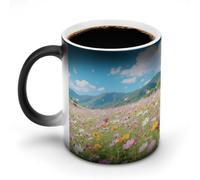 KOAYUBFC Coffee Mug 11 Oz Spring Flower Fields Color Changing Mugs, Heat Changing Coffee Mugs with Handle, Heat Sensitive Magic Mug for Women Men Funny Ceramic Cup for Tea Latte Milk Cocoa