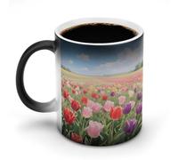 KOAYUBFC Coffee Mug 11 Oz Tulip Fields Color Changing Mugs, Heat Changing Coffee Mugs with Handle, Heat Sensitive Magic Mug for Women Men Funny Ceramic Cup for Tea Latte Milk Cocoa